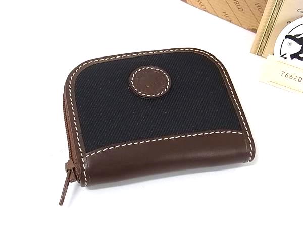 ■新品同様■ HUNTING WORLD ハンティングワールド キャンバス×レザー コインケース コインパース 小銭入れ ブラック系 BS2124