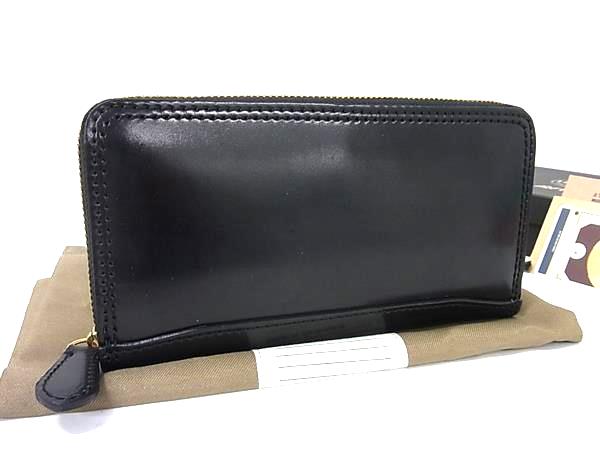 ■美品■ AVIREX / HORWEEN アヴィレックス ホーガン コードバン ラウンドファスナー 長財布 小銭入れ メンズ ブラック系 BS4004