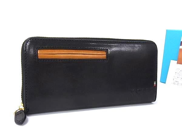 ■新品■未使用■ GORBE ゴルベ レザー ラウンドファスナー 長財布 ウォレット 札入れ ブラック系×ブラウン系 BS5737