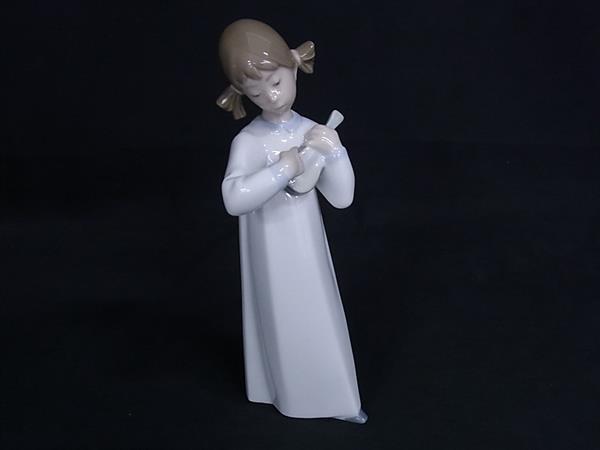 ■極美品■ LLADRO リヤドロ ウクレレを弾く少女 オブジェ 置物 インテリア ホワイト系 BT0173