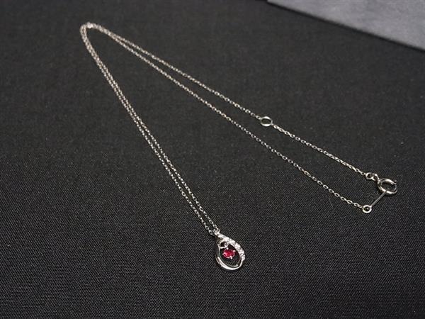 ■新品同様■ Canal 4℃ カナル ヨンドシー SV925 ルビー 天然石 ラインストーン ネックレス アクセサリー シルバー系 BT3078