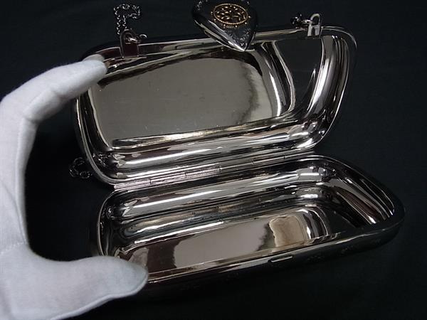 ■希少■新品同様■ ALEXANDER McQUEEN マックイーン 2020 メタル ハート クロージャー 2WAY クラッチ シルバー系 BT3447_2