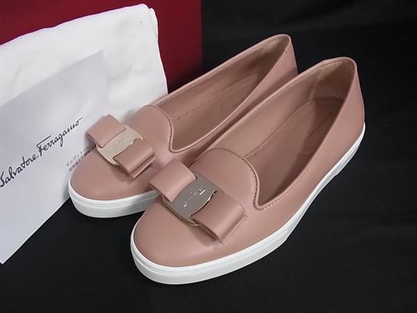 ■極美品■ Salvatore Ferragamo フェラガモ ヴァラリボン レザー フラットシューズ 表記サイズ5 ( 約22.5cm) 靴 ピンク系 BT4031