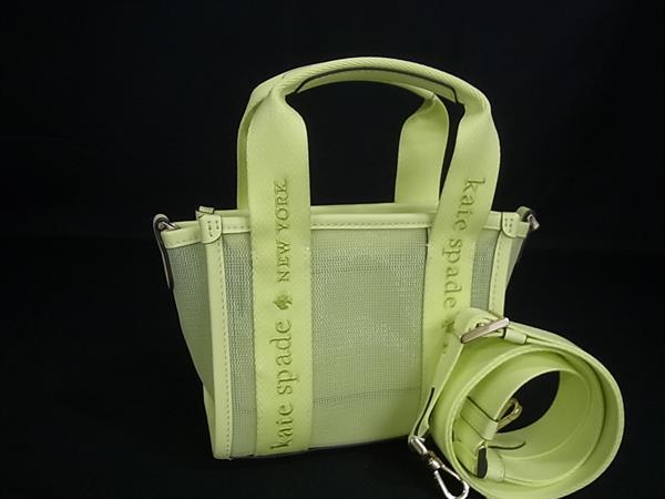 ■新品同様■ kate spade ケイトスペード ナイロン メッシュ 2WAY ハンドバッグ トート ショルダー クロスボディ イエロー系 BV0863 9,067円