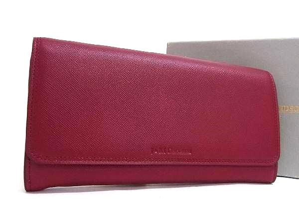 ■新品■未使用■ J＆M DAVIDSON ジェイアンドエムデヴィッドソン レザー 二つ折り 長財布 ウォレット レッド系 DA6931