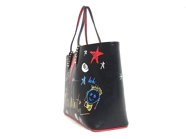 ■美品■ Christian Louboutin ルブタン ルビタグ カバタ スタッズ レザー トートバッグ ショルダー 肩掛けかばん ブラック系 DB2993_2