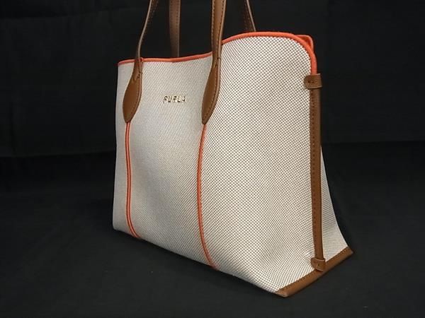 ■新品■未使用■ FURLA フルラ キャンバス×レザー ハンドバッグ トートバッグ レディース ベージュ系×オレンジ系 FA1095_2