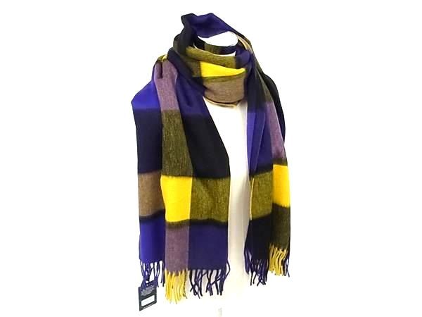 ■新品■未使用■ Joshua Ellis ジョシュアエリス カシミヤ100％ フリンジ マフラー ストール ショール イエロー系 FA9997