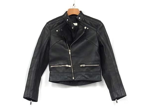 ■極美品■ BALENCIAGA バレンシアガ ラムスキン×レザー ライダースジャケット アウター 洋服 表記サイズ 34 ブラック系 FB6002
