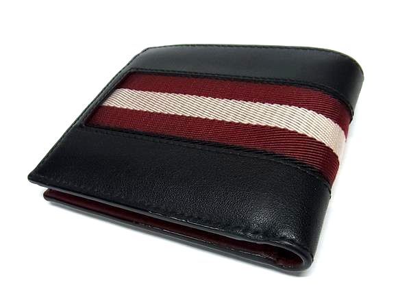 □新品同様□ BALLY バリー レッドライン レザー 二つ折り 財布