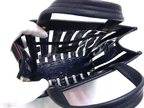 ■新品同様■ ANYA HINDMARCH アニヤハインドマーチ レザー ハンドバッグ トートバッグ レディース ネイビー系×マルチカラー FC0118_6