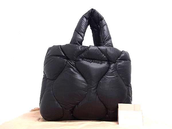 ■新品同様■ miumiu ミュウミュウ ナイロン ハンドバッグ トートバッグ レディース ブラック系 FC0180