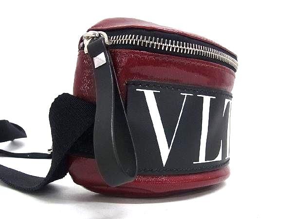 ■極美品■ VALENTINO GARAVANI ヴァレンティノ ガラヴァーニ パテントレザー クロスボディ ショルダーバッグ ポシェット レッド系 FC0447