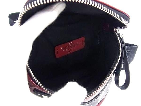 ■極美品■ VALENTINO GARAVANI ヴァレンティノ ガラヴァーニ パテントレザー クロスボディ ショルダーバッグ ポシェット レッド系 FC0447