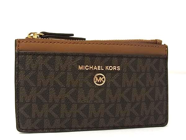 ■新品同様■ MICHAEL KORS マイケルコース MK柄 PVC フラグメントケース ケース カードケース レディース ブラウン系 FD2711