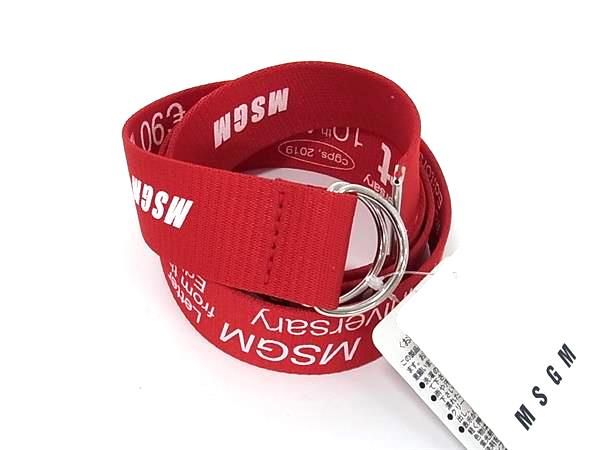 ■新品■未使用■ MSGM エムエスジーエム キャンバス ベルト メンズ レディース レッド系 FD2841