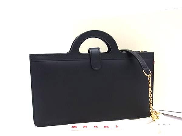 ■新品■未使用■ MARNI マルニ レザー 2WAY クロスボディ ショルダー ハンドバッグ レディース ブラック系 FD7251