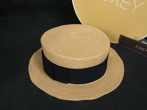 ■極美品■ DAISY LIN For FOXEY フォクシー デイジーリン 指定外繊維(紙)63％ リボン 帽子 ハット レディース ブラウン系 FD8580
