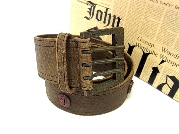■美品■ John Galliano ジョンガリアーノ レザー ベルト 表記サイズ L メンズ ブラウン系 FD8734