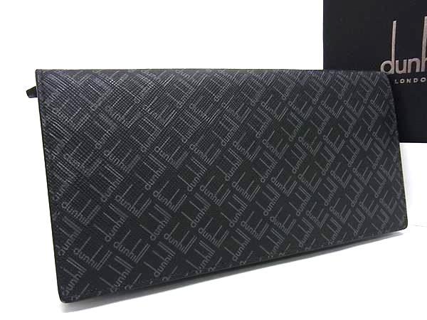 ■新品同様■ dunhill ダンヒル PVC 二つ折り 長財布 ウォレット 小銭入れ メンズ ブラック系 FD9936