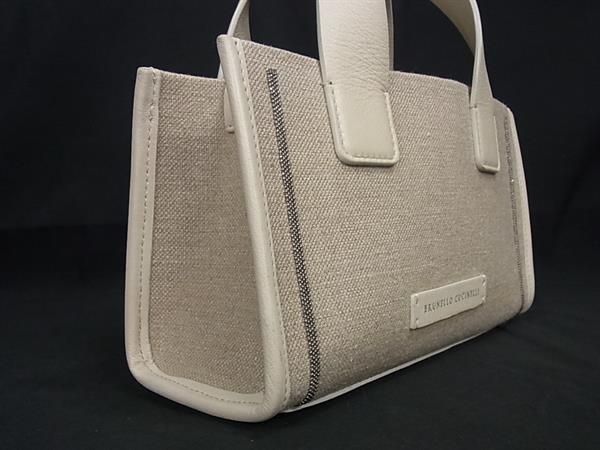 ■新品同様■ BRUNELLO CUCINELLI ブルネロ クチネリ キャンバス×レザー ２WAY トート ショルダーバッグ ベージュ系 FE2174 □新品同様□ BRUNELLO CUCINELLI ブルネロ クチネリ キャンバス