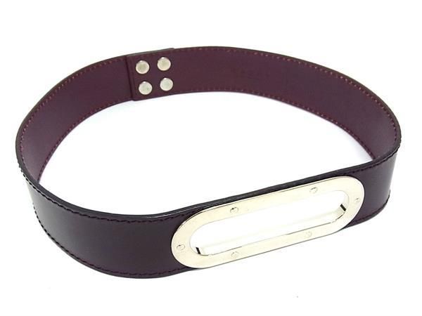 ■新品■未使用■ MARNI マルニ レザー シルバー金具 表記サイズ 75 ベルト レディース バーガンディ系 FE3145