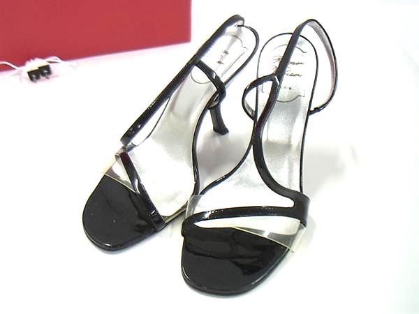 ■新品■未使用■ Roger Vivier ロジェヴィヴィエ パテントレザー ヒール サンダル 靴 シューズ ブラック系 FE5631