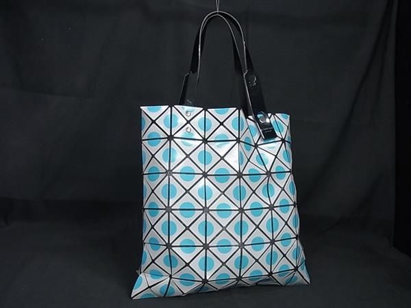 ■美品■ BAO BAO ISSEY MIYAKE バオバオイッセイミヤケ ルーセント PVC トート ハンドバッグ グレー系×ライトブルー系 FF0344