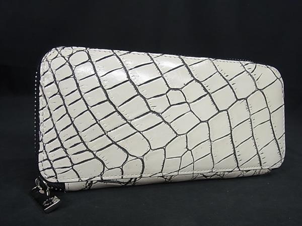 ■極上■本物■極美品■ CROIX  クロワロイヤル 目地染め バニラ染め クロコダイル ラウンドファスナー 長財布  FF2112