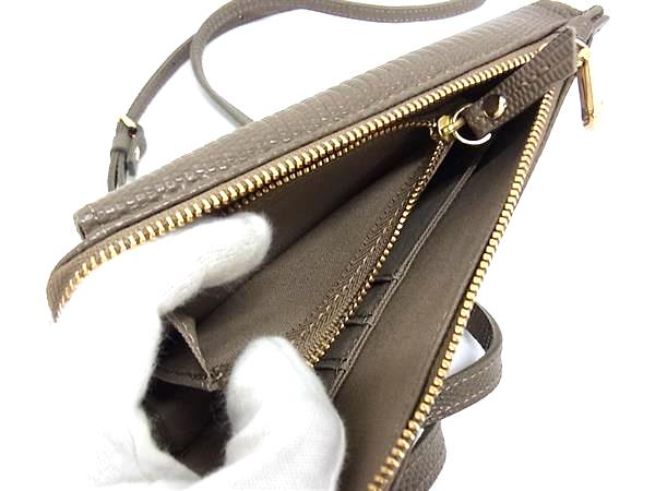 ■新品■未使用■ VIOLAd’ORO ヴィオラドーロ リザード型押しレザー ショルダーバッグ スマホポーチ レディース ブラウン系 FF4729_8