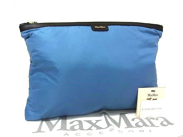 ■新品■未使用■ Max Mara マックスマーラ ポリエステル クラッチバッグ マルチケース ポーチ レディース メンズ ブルー系 FG3609