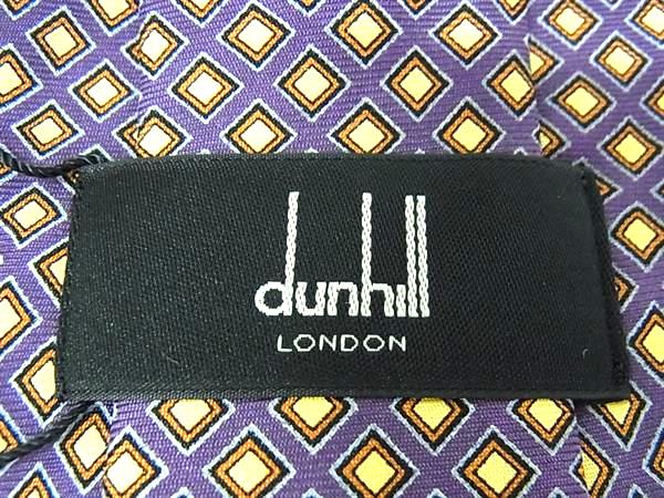 ■新品■未使用■ dunhill ダンヒル シルク100% 総柄 ネクタイ ビジネス 紳士 メンズ パープル系×イエロー系 FG6616_2
