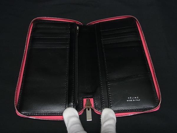■新品同様■ CELINE セリーヌ レザー ラウンドファスナー 長財布 ウォレット 札入れ 小銭入れ カード入れ ピンク系 FG7695_2