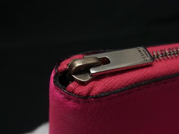 ■新品同様■ CELINE セリーヌ レザー ラウンドファスナー 長財布 ウォレット 札入れ 小銭入れ カード入れ ピンク系 FG7695_5