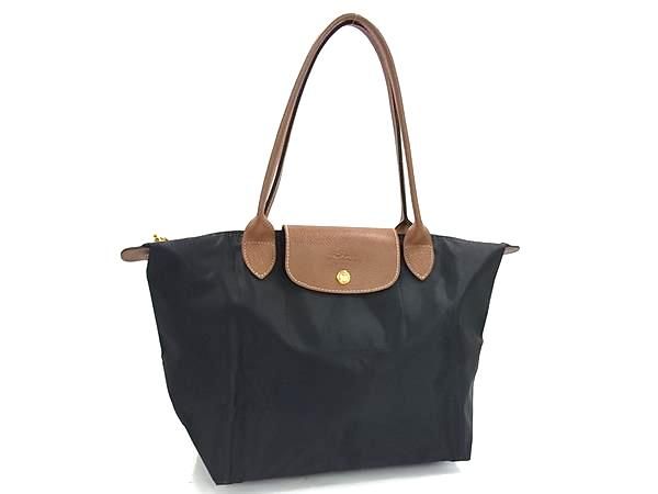■新品■未使用■ LONGCHAMP ロンシャン ルプリアージュ ナイロン×レザー 折り畳み式 ハンドバッグ トートバッグ ブラック系 FG8850
