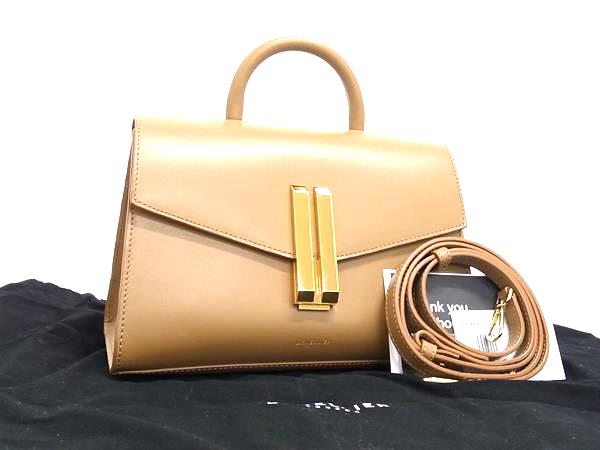 ■新品同様■ DEMELLIER デメリエー ミディ モントリオール レザー ハンドバッグ ショルダー レディース ブラウン系 FG9068