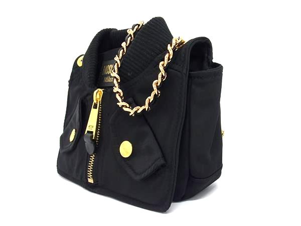 ■極美品■ MOSCHINO モスキーノ ライダース ナイロン チェーン ワンショルダーバッグ レディース ブラック系×ゴールド系 FG9083_2