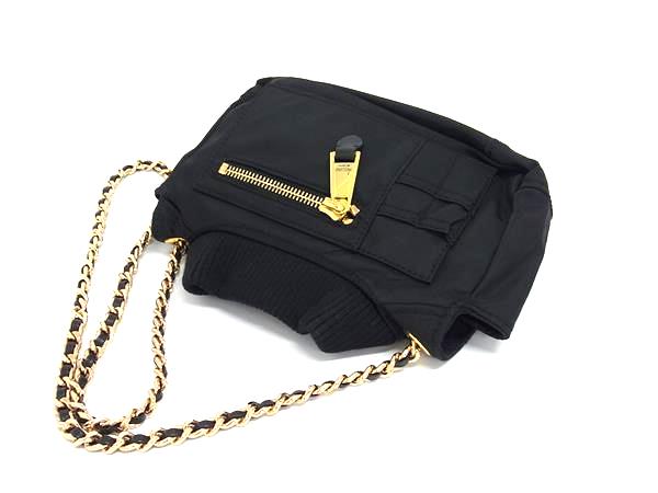 ■極美品■ MOSCHINO モスキーノ ライダース ナイロン チェーン ワンショルダーバッグ レディース ブラック系×ゴールド系 FG9083_4