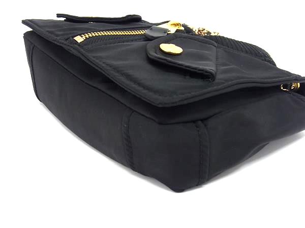 ■極美品■ MOSCHINO モスキーノ ライダース ナイロン チェーン ワンショルダーバッグ レディース ブラック系×ゴールド系 FG9083_6