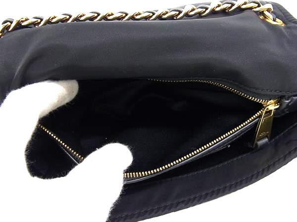 ■極美品■ MOSCHINO モスキーノ ライダース ナイロン チェーン ワンショルダーバッグ レディース ブラック系×ゴールド系 FG9083_8