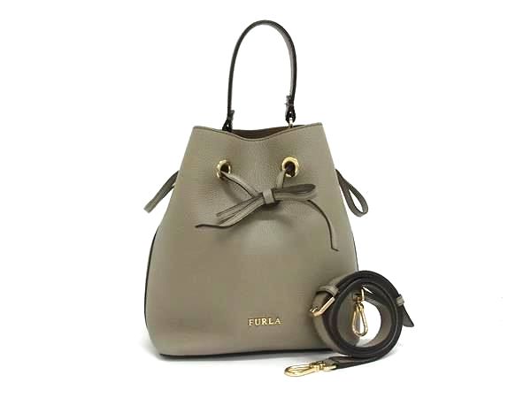 ■新品同様■ FURLA フルラ コンスタンザ レザー 2WAY クロスボディ ハンドバッグ ショルダー 肩掛け 斜め掛け グレージュ系 FG9221