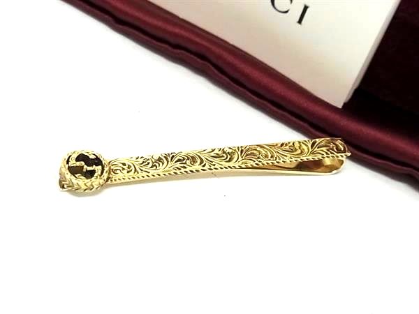 GUCCI インターロッキング ゴールド ネクタイピン カフリンクス セット GUCCI インターロッキング ゴールド ネクタイピン カフリンクス
