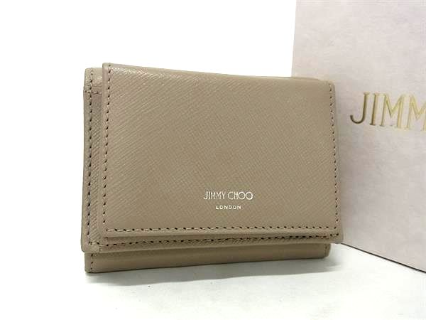 ■新品■未使用■ JIMMY CHOO ジミーチュウ NEMO ネモ レザー 三つ折り 財布 ウォレット 小銭入れ 札入れ グレージュ系 FH2741