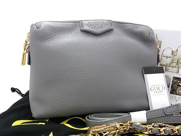 ■新品■未使用■ COCOCELUX GOLD ココセリュックスゴールド レザー ワンショルダーバッグ クロスボディ 斜め掛け グレー系 FH4875