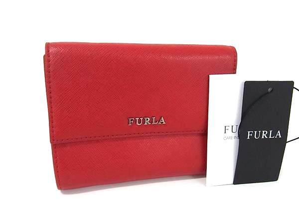 ■新品■未使用■ FURLA フルラ レザー 三つ折り 財布 ウォレット 小銭入れ 札入れ レディース レッド系 FH8125