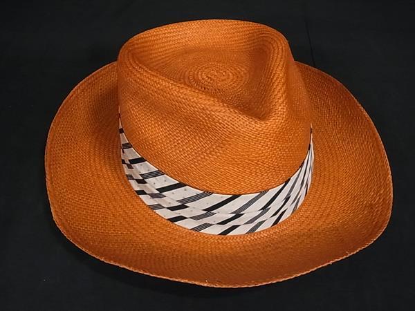 ■新品■未使用■ STETSON ステットソン SH568トキヤ草×ポリエステル 中折れハット 麦わら帽子 表記サイズ57cm オレンジ系 FI0291