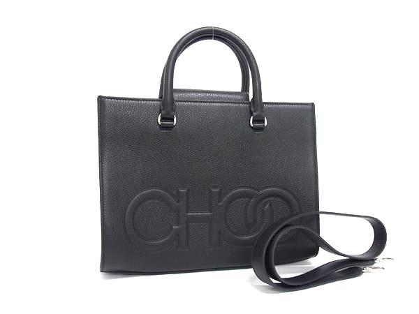■新品■未使用■ JIMMY CHOO ジミーチュウ レザー 2WAY ハンドバッグ クロスボディ ショルダー 斜め掛け ブラック系 FI8905
