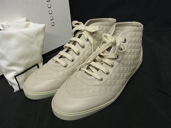 ■新品同様■ GUCCI グッチ 391499 グッチシマ レザー×PVC ハイカットスニーカー サイズ 37 1/2(約24.5cm) 靴 シューズ FJ2496 27,328円