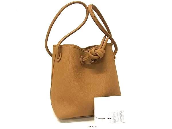 ■新品■未使用■ VASIC ヴァジック ボンド レザー 巾着型 ハンドバッグ トートバッグ レディース ブラウン系 FJ2896