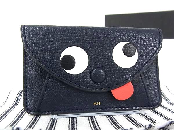 ■新品■未使用■ ANYA HINDMARCH アニヤハインドマーチ レザー スマホケース用 カードケース カード入れ ダークネイビー系 FJ2926